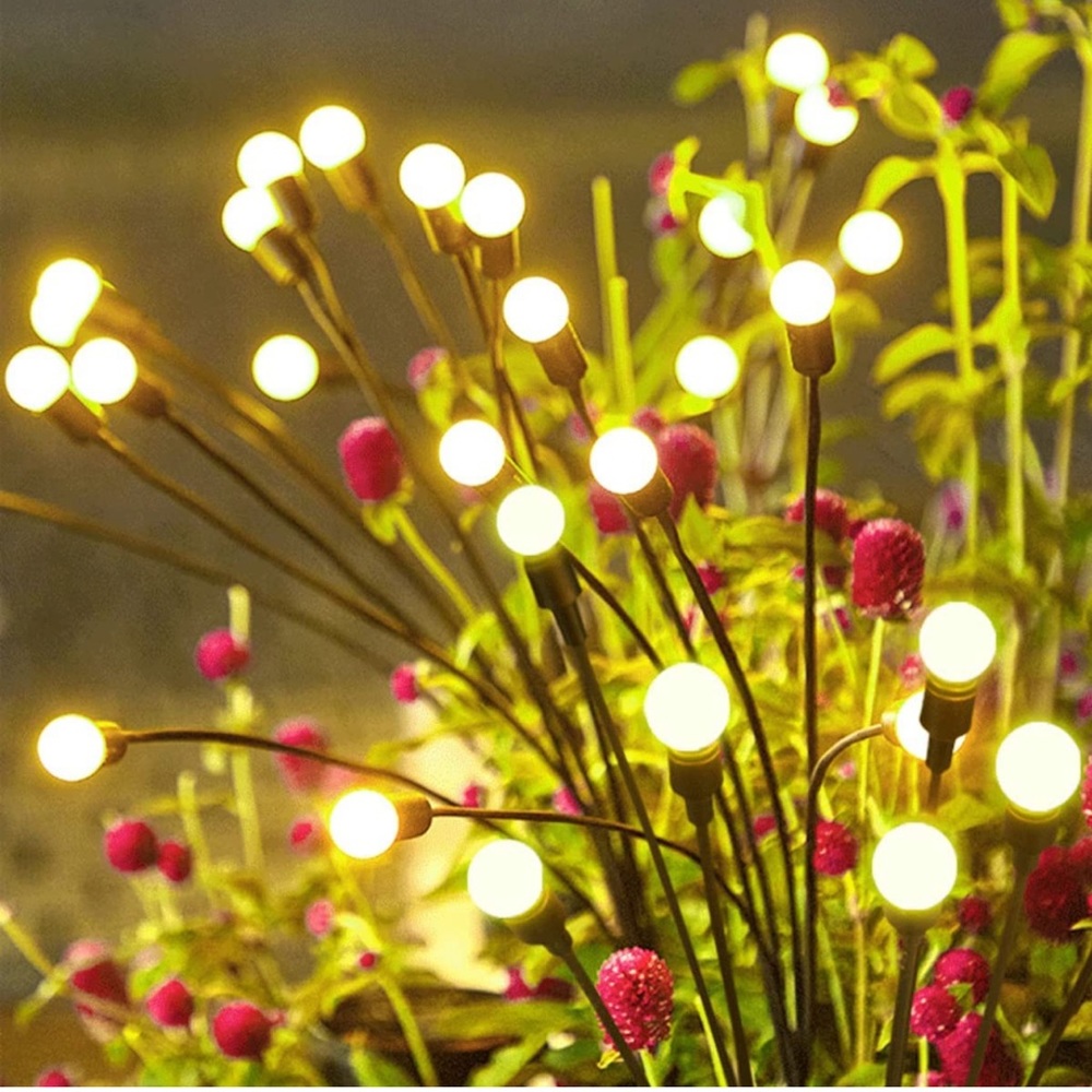 New Solar Garden Lights,Firefly Lights Solar Outdoor,2 Pack 6 LEDs